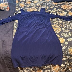 MSK Navy Cold Shoulder Long Sleeve Dress